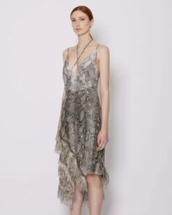 John Richmond Abito Midi Con Scollo A V -John Richmond abito con pattern john richmond 53756992717147