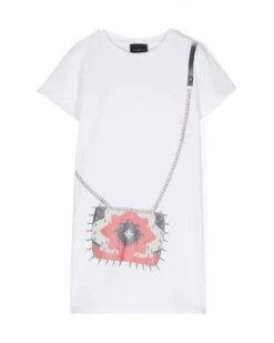 Abito Corto Con Grafica Sul Davanti