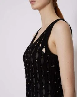 John Richmond Mini Abito Forato Con Applicazioni -John Richmond abito corto forato john richmond 53746381586779