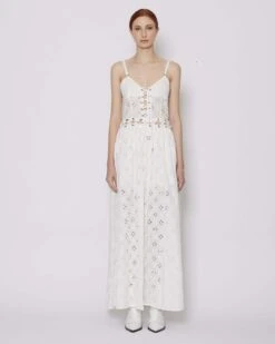 John Richmond Abito Lungo Cut Out Con Trama Floreale