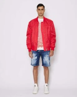 John Richmond Bermuda In Denim Con Lacerazioni Effetto Used