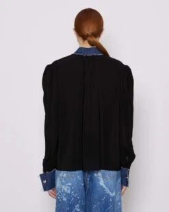 John Richmond Blusa Con Applicazioni In Denim -John Richmond blusa con applicazioni in denim john richmond 53840169468251