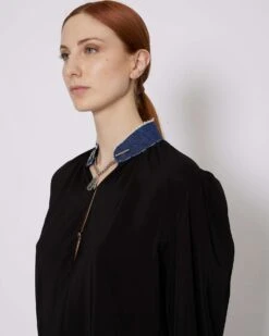 John Richmond Blusa Con Applicazioni In Denim -John Richmond blusa con applicazioni in denim john richmond 53840169533787