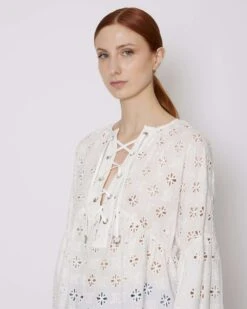 John Richmond Blusa Con Ricami Tone Sur Tone -John Richmond blusa rwp24029bl john richmond 53838815232347