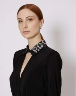 John Richmond Body Con Colletto Con Applicazioni -John Richmond camicia body rwp24209cb john richmond 53844883997019