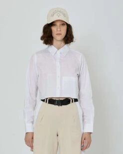 John Richmond Camicia Crop Con Tasca Sul Davanti E Logo Ricamato