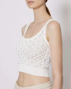 John Richmond Canotta Corta Con Ricamo Tone Sur Tone -John Richmond canotta corta con pattern john richmond 53784010457435