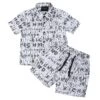 Completo Camicia E Bermuda Con Logo Allover