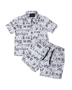 Completo Camicia E Bermuda Con Logo Allover