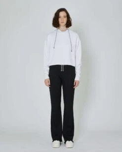 John Richmond Felpa Crop Con Cappuccio E Logo Ricamato Tone Sur Tone