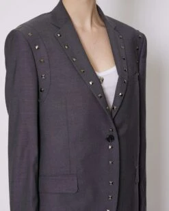 John Richmond Blazer Monopetto Con Applicazioni Metalliche -John Richmond giacca rwp24286gc john richmond 53873589322075