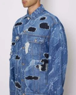 John Richmond Giacca In Denim Effetto Used -John Richmond giubbino con pattern john richmond 53730465513819