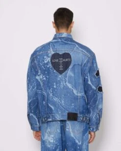 John Richmond Giacca In Denim Effetto Used -John Richmond giubbino con pattern john richmond 53730465644891