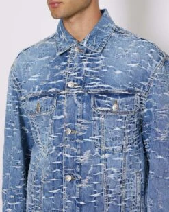John Richmond Giacca In Denim Con Pattern Effetto Used -John Richmond giubbino con pattern john richmond 53730712158555