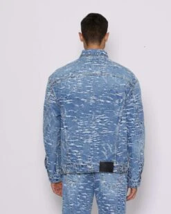 John Richmond Giacca In Denim Con Pattern Effetto Used -John Richmond giubbino con pattern john richmond 53730712224091