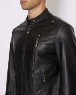 John Richmond Giacca In 100% Pelle Con Chiusura Con Zip -John Richmond giubbino con tasche frontali john richmond 53740357452123