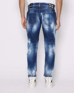 John Richmond Jeans Slim Con Strappi Sul Davanti Bleaching Effect -John Richmond jeans slim con strappi sul davanti john richmond 53726165238107