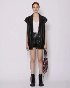 John Richmond Shorts In Pelle Con Applicazioni