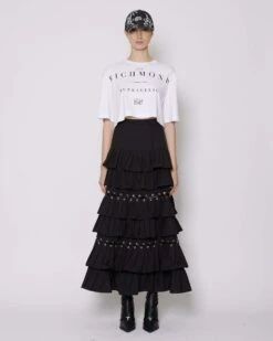John Richmond T-shirt Cropped Con Logo Sul Davanti
