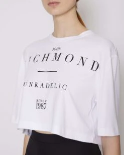 John Richmond T-shirt Cropped Con Logo Sul Davanti -John Richmond t shirt cropped con logo sul davanti john richmond 53839728116059