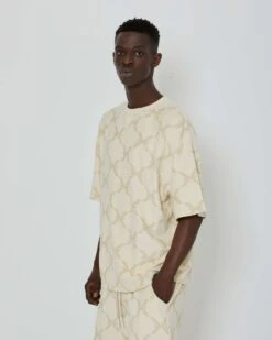 John Richmond T-shirt Over Con Pattern Ton Sur Ton -John Richmond t shirt over con pattern ton sur ton john richmond 53551078834523