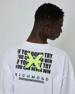John Richmond T-shirt Over Con Stampa Ricamata Sul Retro -John Richmond t shirt over con stampa ricamata sul retro john richmond 54393001967963